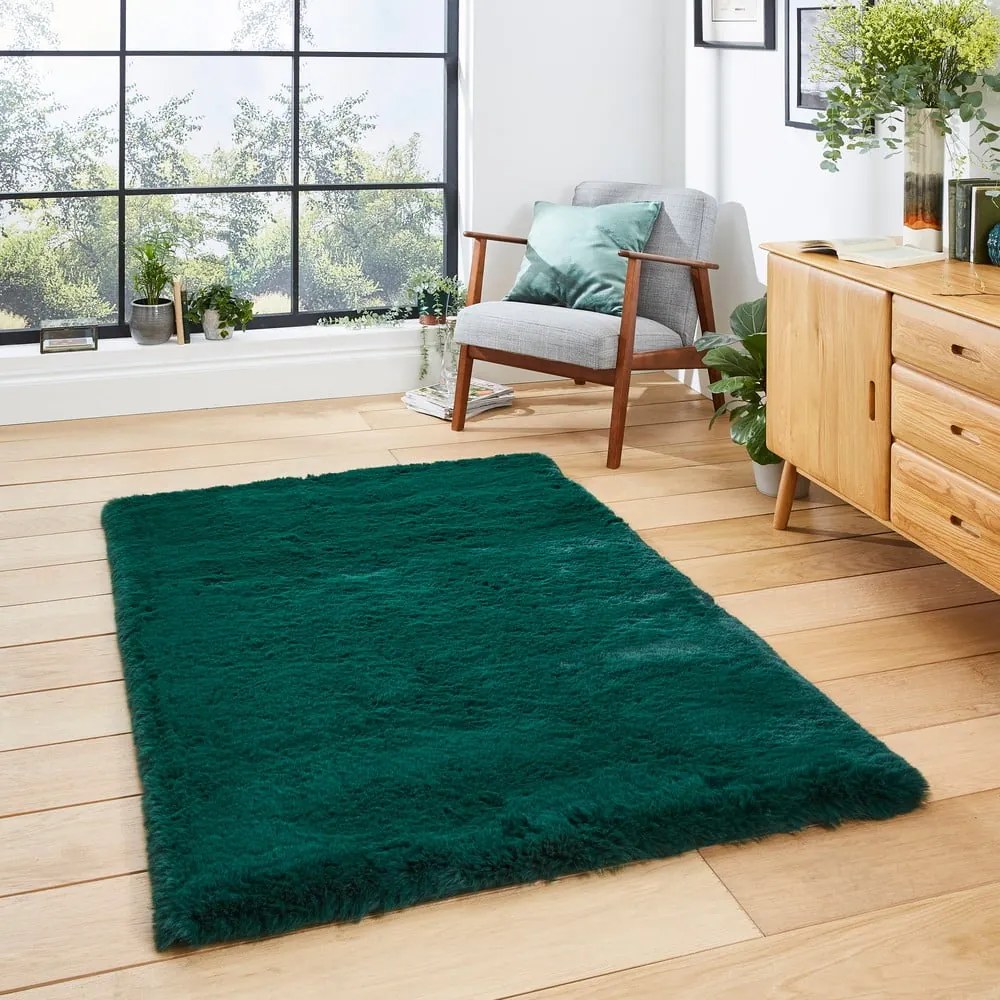 Covor Think Rugs Super Teddy, 80 x 150 cm, verde smarald