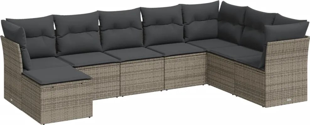 vidaXL Set canapele de grădină cu perne, 8 piese, gri, poliratan