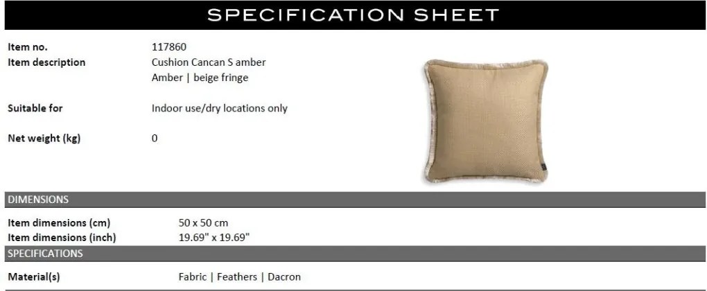 Perna design lux Cancan ambra S 50x50cm