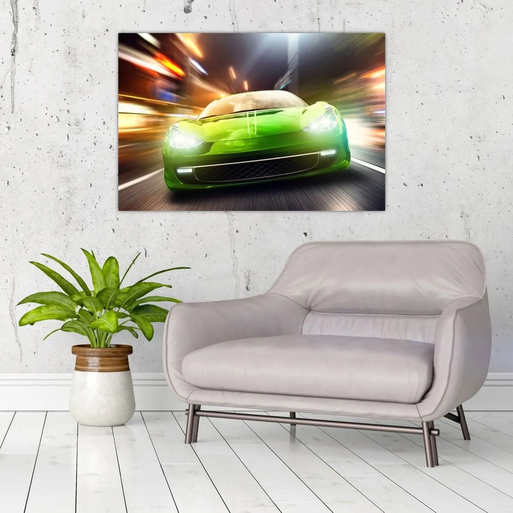 Tablou - Mașină de curse verde (90x60 cm)