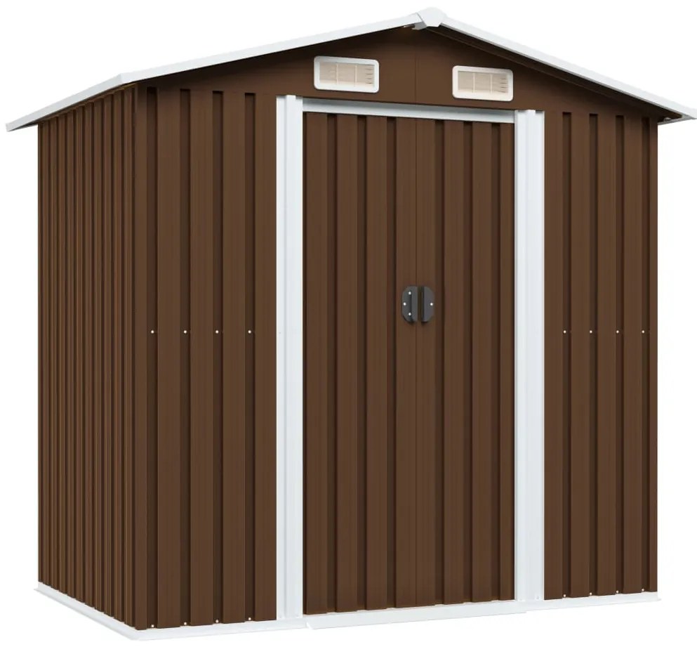 Magazie metalica de gradina, maro, 204 x 132 x 186 cm, otel