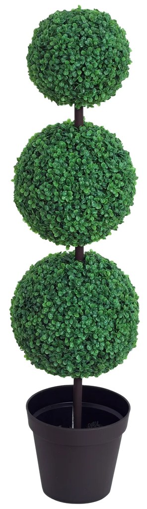Outsunny Buștean Artificial topiari Artificială în Formă de Bile dim. Ø 30 x 112H cm Verde | Aosom Romania
