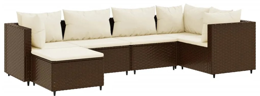 3308209 vidaXL Set mobilier de grădină cu perne, 6 piese, maro, poliratan