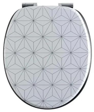 Capac pentru WC Wirquin, MDF, alb/gri, 445 x 375 mm, balamale otel inoxidabil
