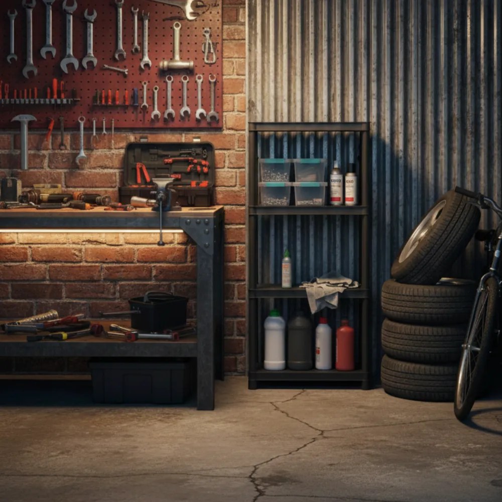 Raft pentru atelier STACKARO SOLID SMALL, 58x28x131,5cm, negru Prosperplast