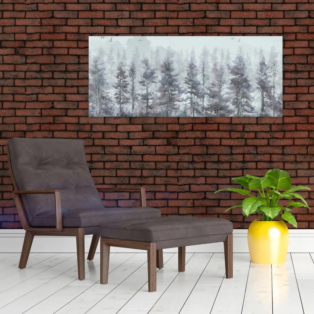 Tablou - Pădurea de pini II., aquarel (120x50 cm)