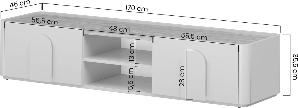 Comodă TV Amilio 170 cm cu sertar - cashmir / stejar uleiat / mânere cashmir
