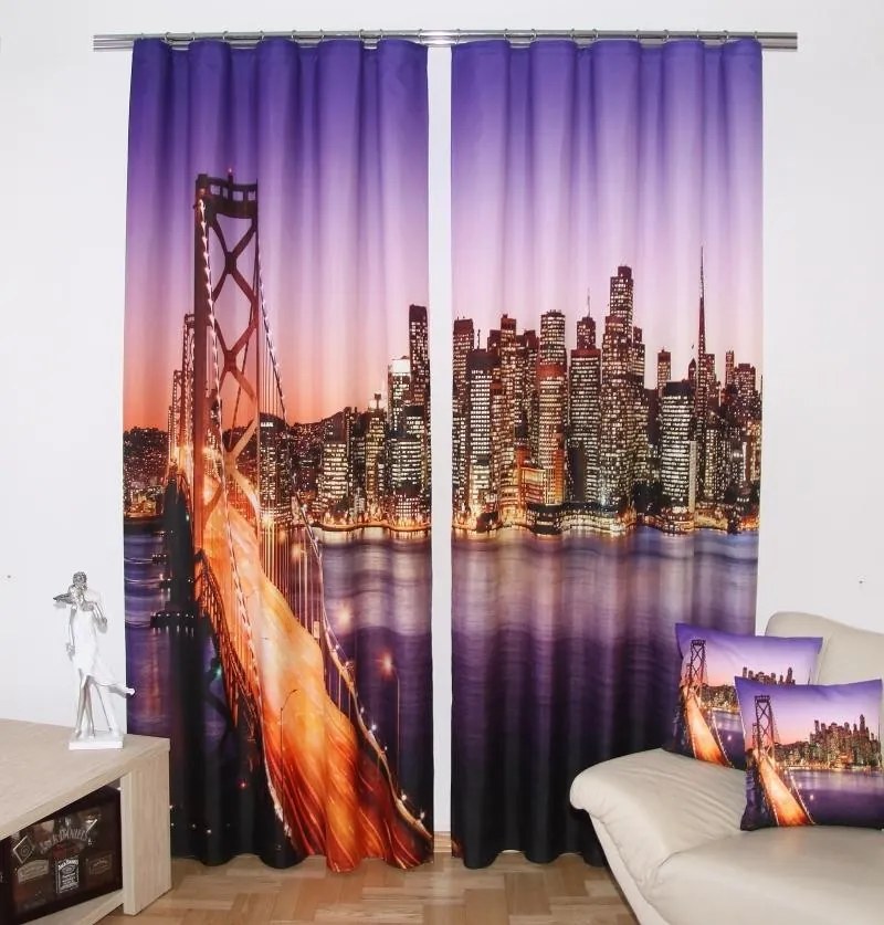 Draperie mov San Francisco Violet Lăţime: 160 cm | Lungime: 250 cm (într-un set de 2 bucăți)