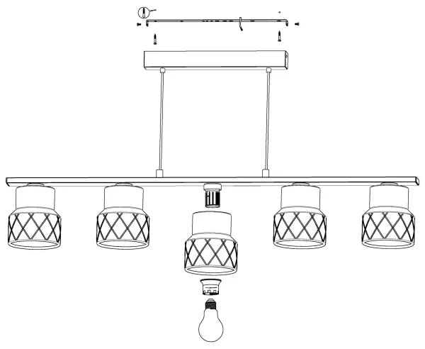 Eglo 39855 - Lustră HILCOTT suspendată pe cablu, 5xE27/40W/230V