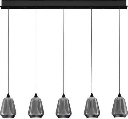 Lustra moderna cu 4 pendule LED, Metal, Sticla, Fumuriu, ALISH