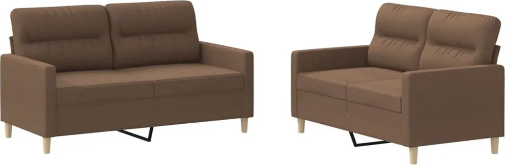 vidaXL Set de canapele cu perne, 2 piese, maro, textil
