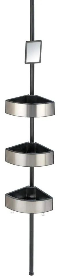 Raft telescopic cu 3 niveluri si oglinda, Negru, 70-260x27,5x20 cm, Wenko