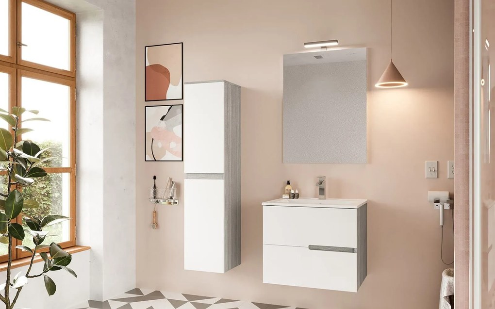 Set lemn masiv Mobilier Baie Suspendat Bello 60cm - Rovere Fumo
