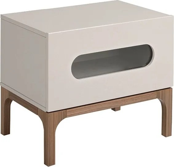 Noptiera design modern cu iluminare interioara Gray and Walnut