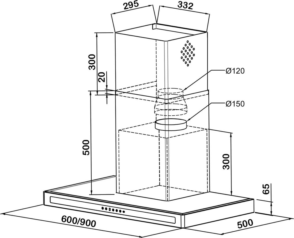 Hota KUGERR F10 - 90cm, Putere Absorbtie 983 mc/h, Inox - Aspirator, Decorativa, Puternica, cu Telecomanda, Silentioasa, de Perete