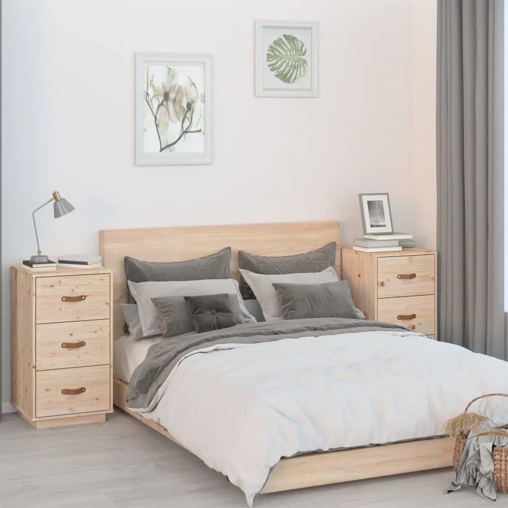 818336 vidaXL Noptiere, 2 buc., 40x40x75 cm, lemn masiv de pin
