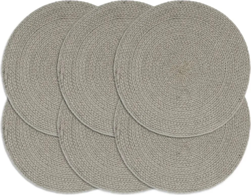 vidaXL Naproane, 6 buc., gri, 38 cm, bumbac, rotund