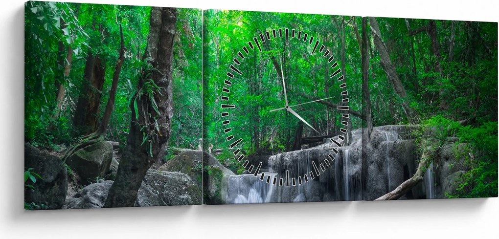 Tablou - Cascada Erawan, Kanchanaburi, Thailanda (cu ceas) (90x30 cm)