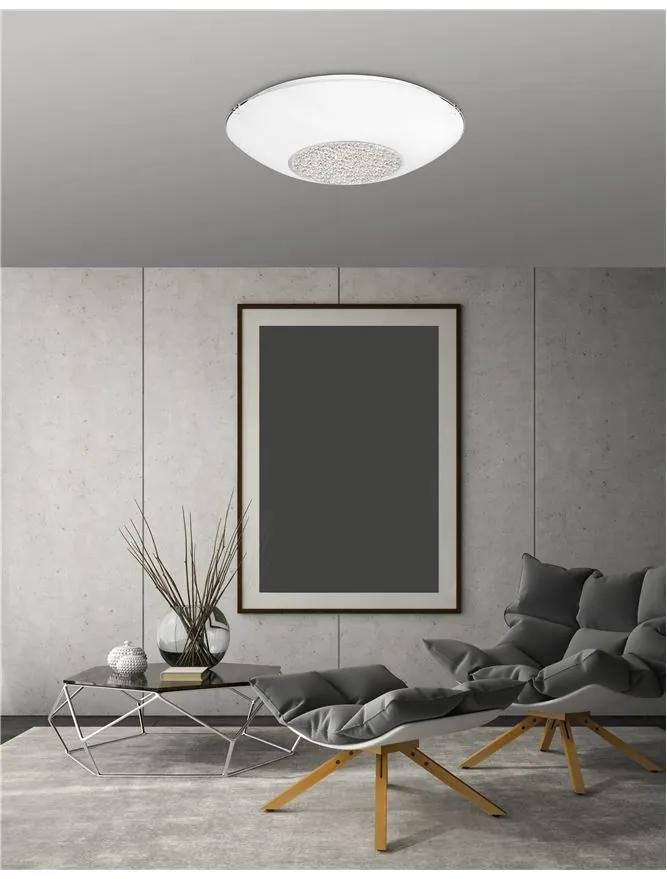 Plafonieră Ceiling Light White Glass &amp; Crystal Chrome Metal LED E27 4x12W D:50 H:12cm