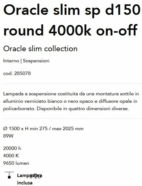Lustra LED XXL design modern Oracle slim sp d150 round 4000k on-off alb