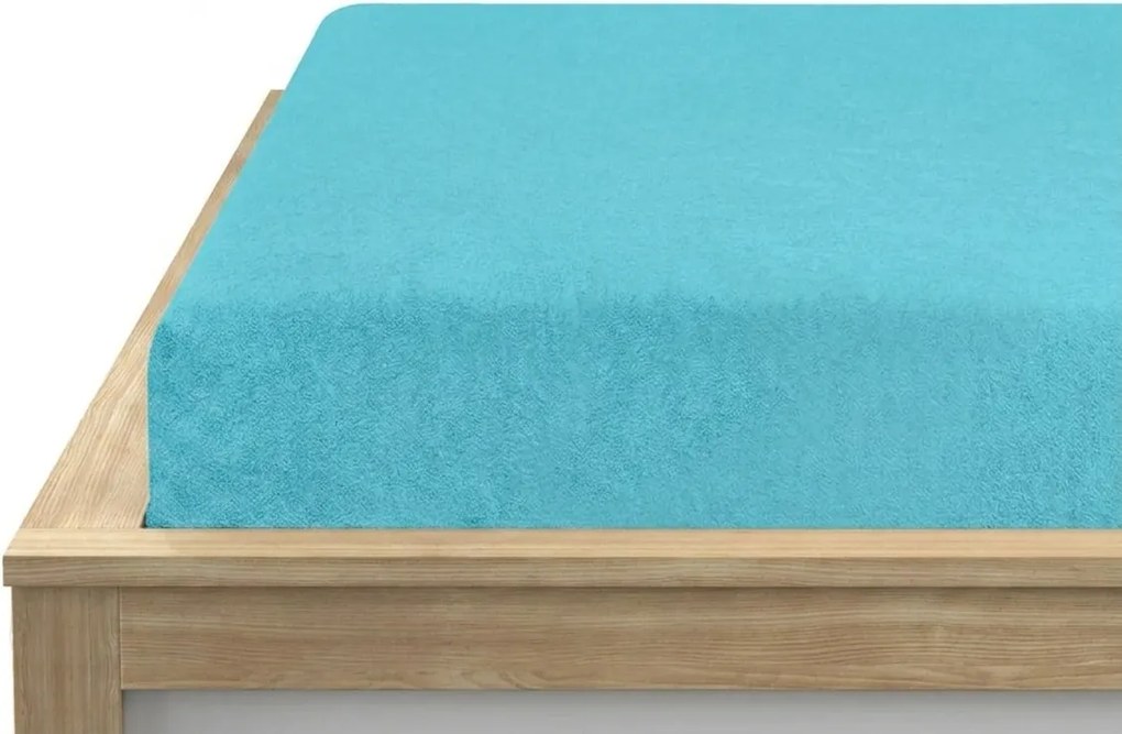 Cearsaf elastic din fleece MOLTON turcoaz 180 x 200 cm