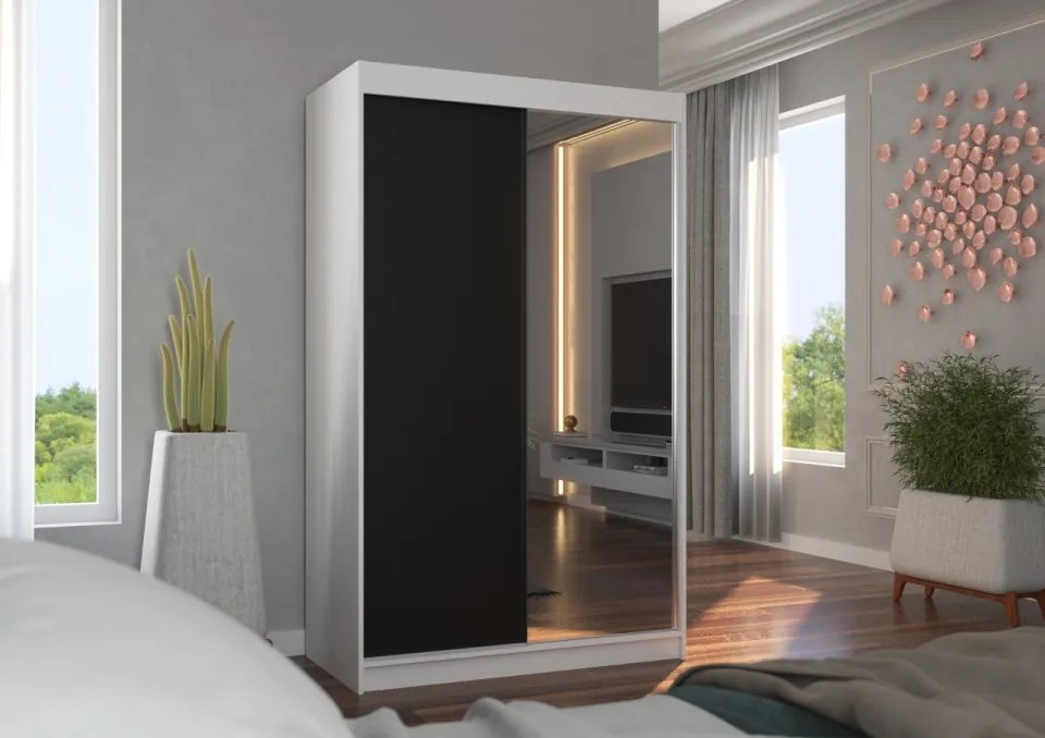 Dulap cu usi glisante si oglinda 120x200 cm, Rewena, ADRK Furniture (Culoare: Casmir)