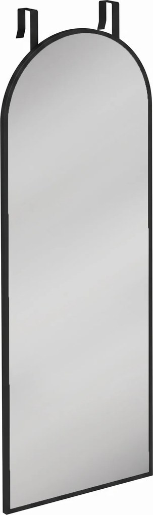 HOMCOM Oglindă de Perete Arcuită 110x40 cm, Ramă din Aluminiu, Cârlige, Design Modern, Negru | Aosom Romania