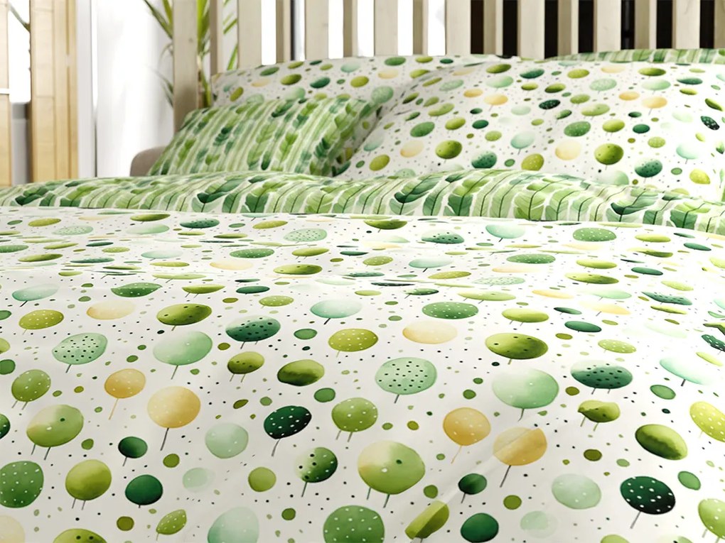 Lenjerie de pat policoton GREEN TREES POLY verde Dimensiune lenjerie de pat: 2 buc 70 x 90 cm | 200 x 220 cm