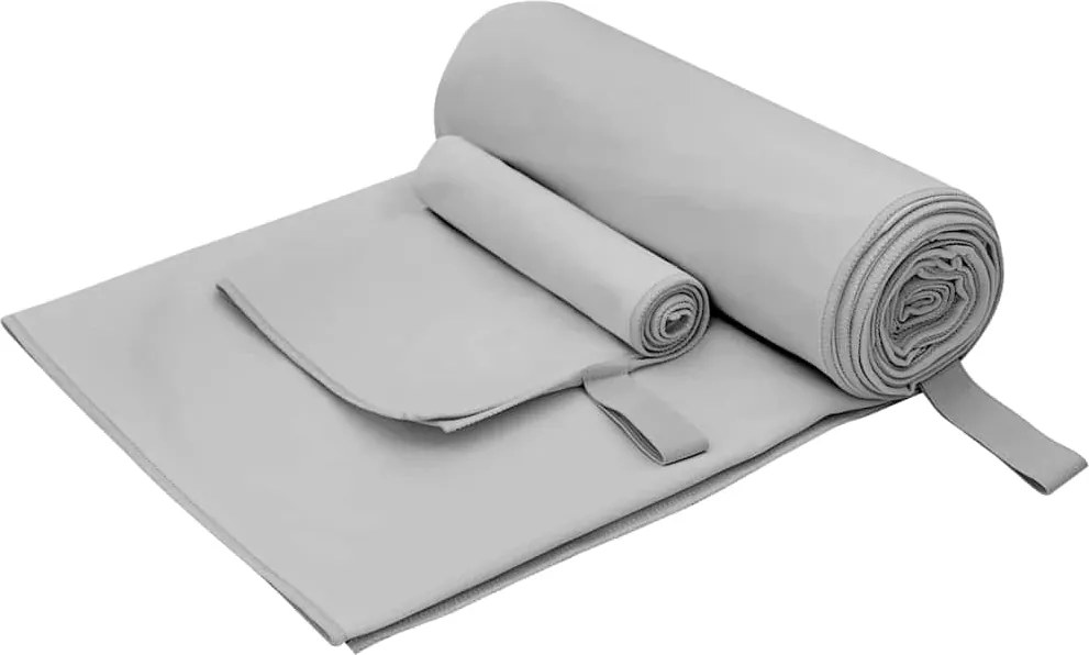 vidaXL Set de Prosoape Sport 2 pcs Gri țesătură