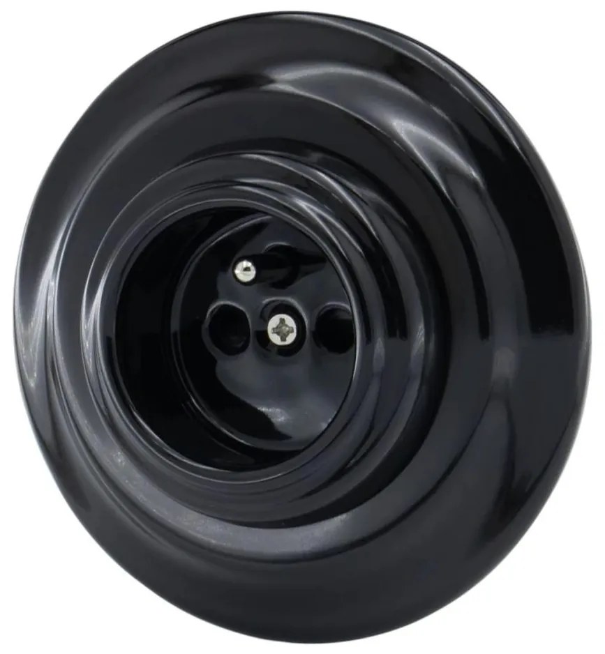 Bohemia-Design - Priză casnică retro din porțelan, cu ramă, 250V/16A, negru