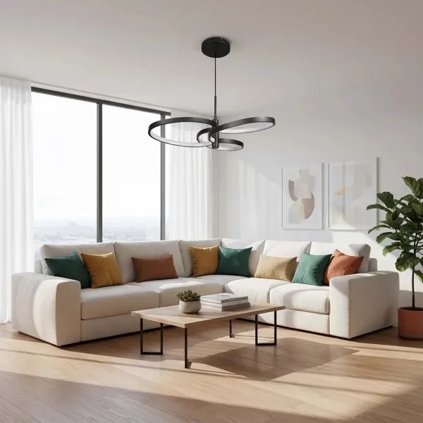 RIBBON Lustră LED pe cablu, 25W, 230V, 4000K, negru