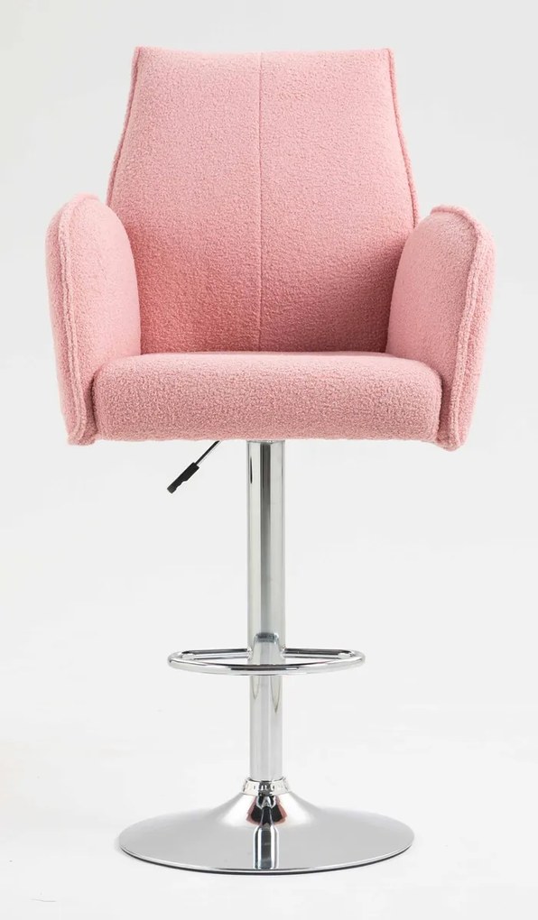 HR280W Scaun Roz Pudra Boucle cu Bază Cromata