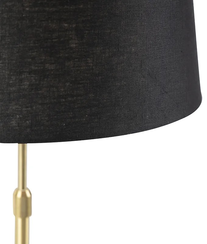 Lampă de masă auriu/alamă cu abajur din in negru 35 cm - Parte
