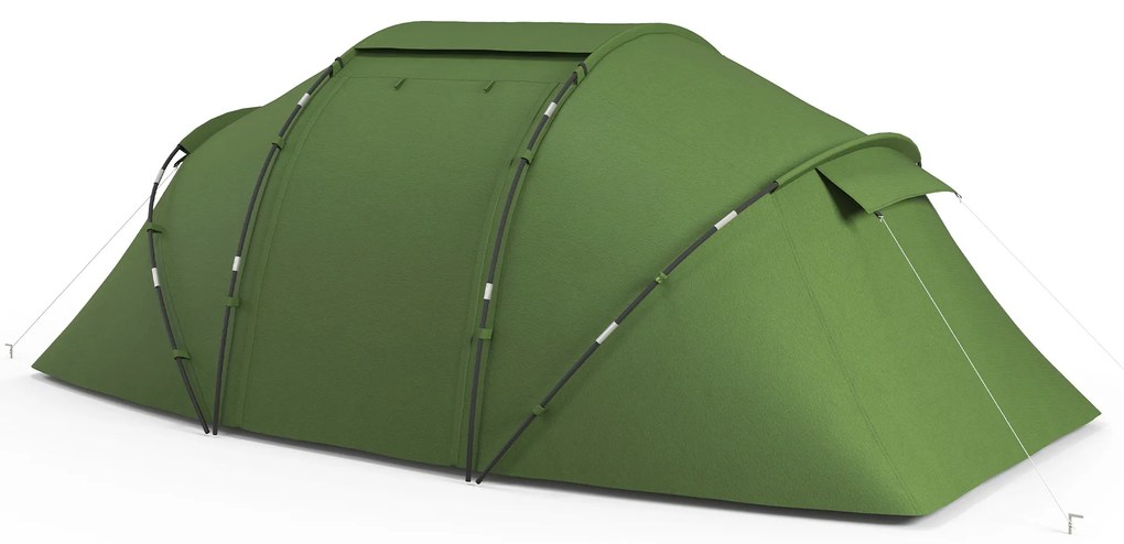 Outsunny Cortă Familiară pentru 4-6 Persoane cu 2 Camere și Geantă de Transport 430x240x170 cm Verde | Aosom Romania
