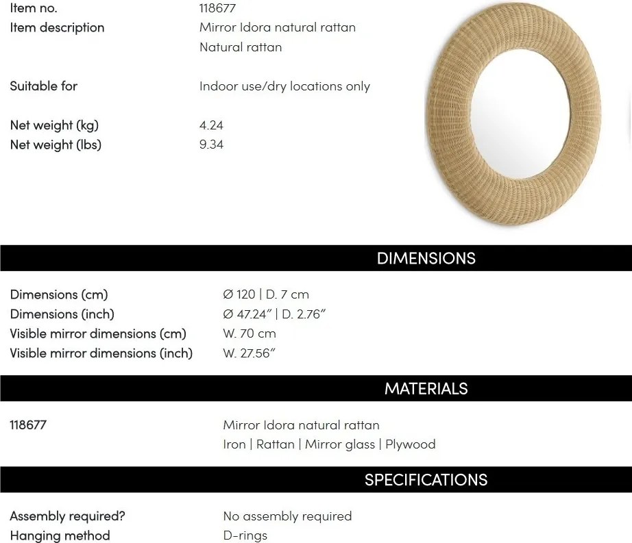 Oglinda decorativa design LUX Idora 120cm