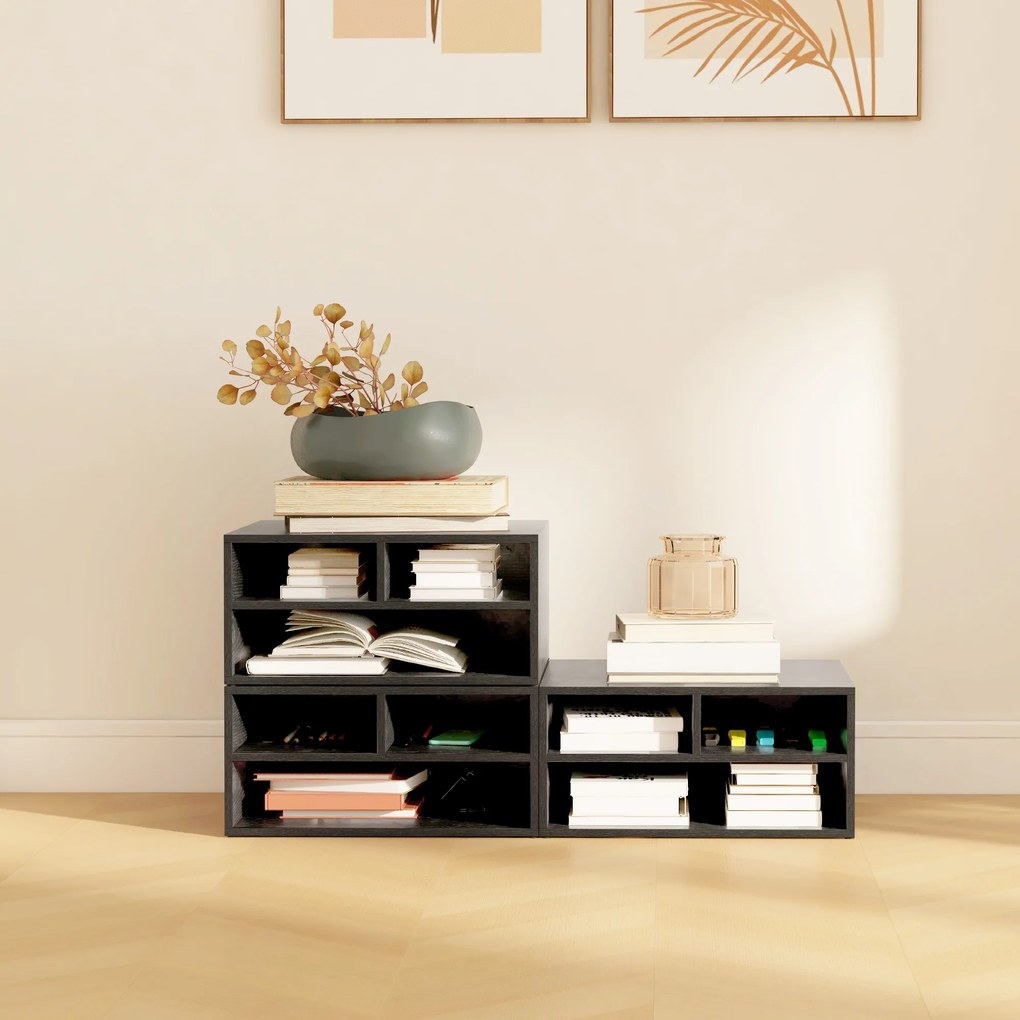 HOMCOM Cabinet pentru Imprimantă cu 2 Rafturi, Birou din Lemn și Cabinet de studiu cu Roți, 47x40x22.5 cm, Negru | Aosom Romania