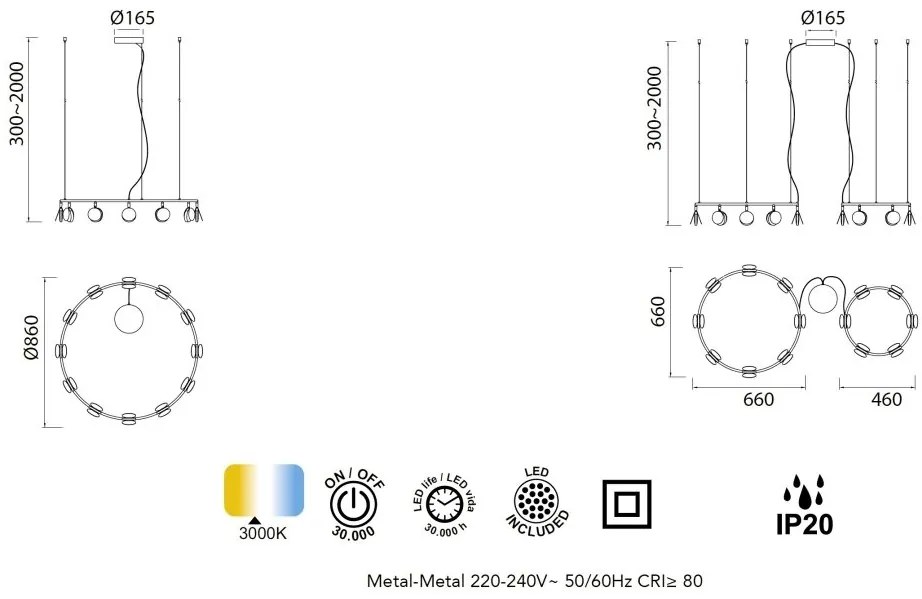 Lustra LED suspendata design modern SHELL 70W aurie