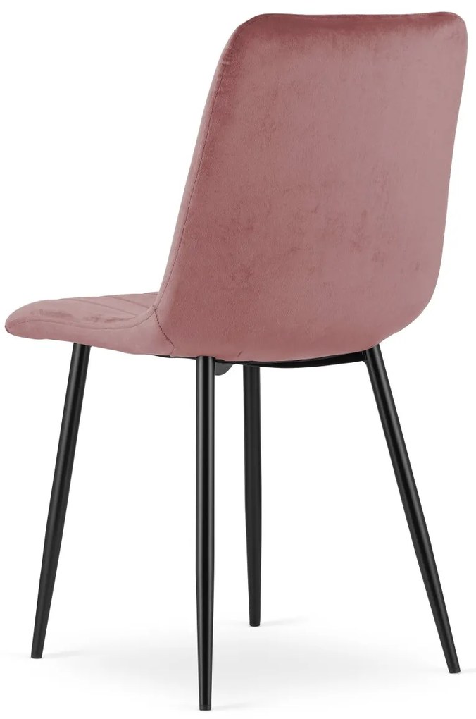 Scaun de catifea roz LAVA cu picioare negre