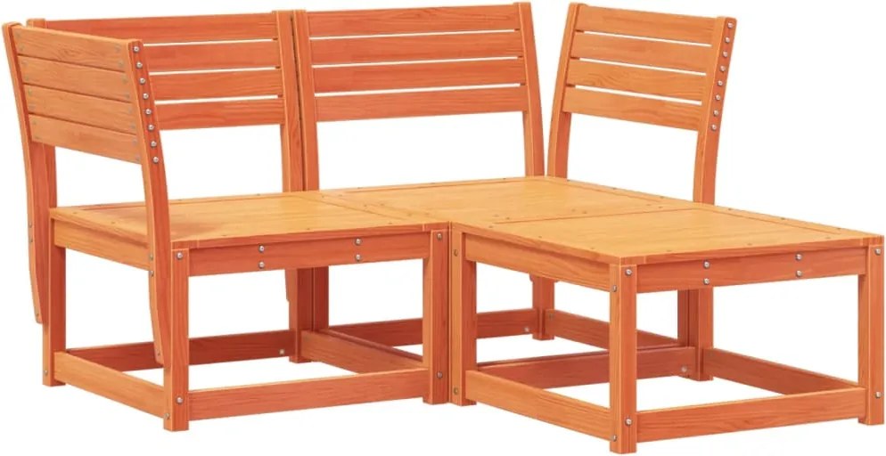 vidaXL Canapea de grădină cu 3 locuri, maro ceruit, lemn masiv de pin