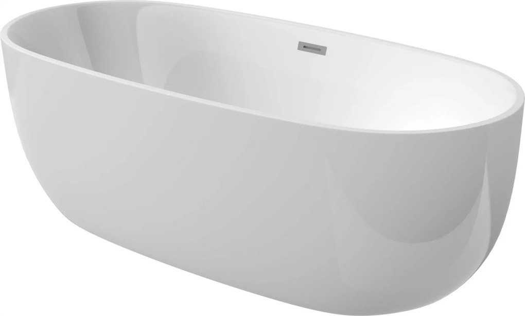 Cada baie freestanding, alba, 160x75 cm, ovala, Deante Alpinia