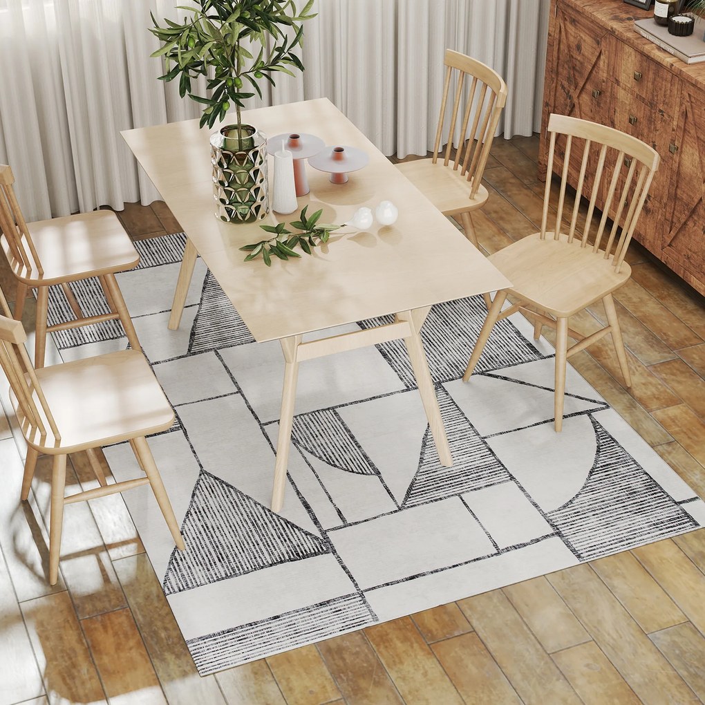 HOMCOM Covor Modern Antiderapant cu Linii Geometrice din Poliester, Multicolor | Aosom Romania