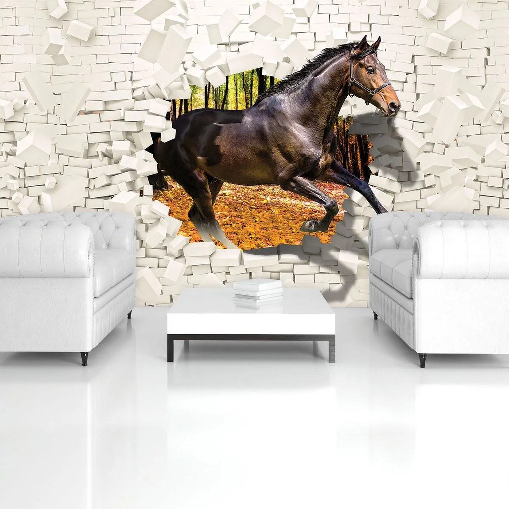 Fototapet - Calul a sărit din perete 3D (152,5x104 cm)