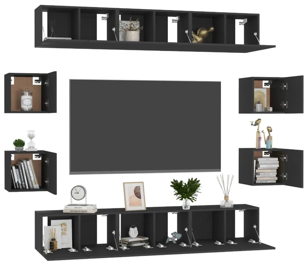 Set dulapuri TV, 10 piese, negru, PAL Negru, 60 x 30 x 30 cm (6 pcs), 1