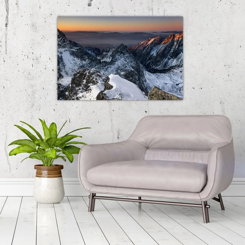 Tablou - Răsărit de soare în munți (90x60 cm)