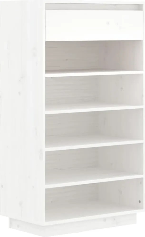 vidaXL Pantofar, alb, 60x34x105 cm, lemn masiv de pin