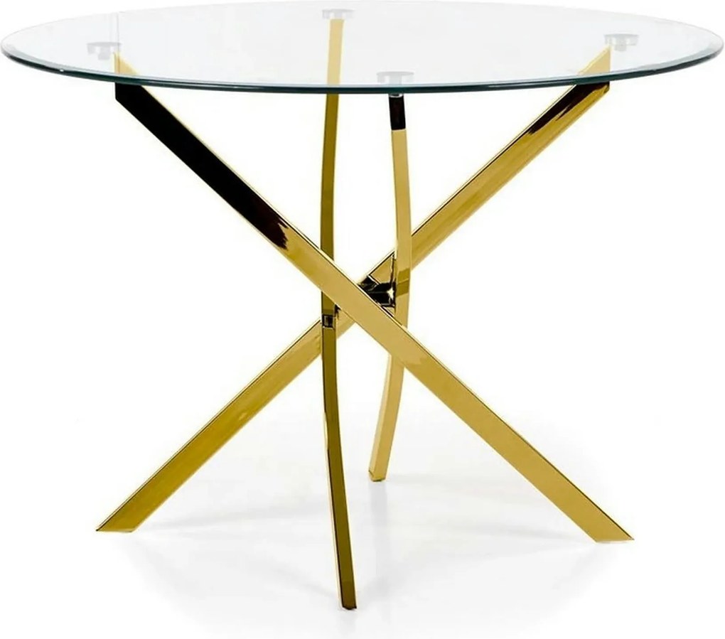Masa rotunda de sticla RAYMOND, auriu, 100x73 cm