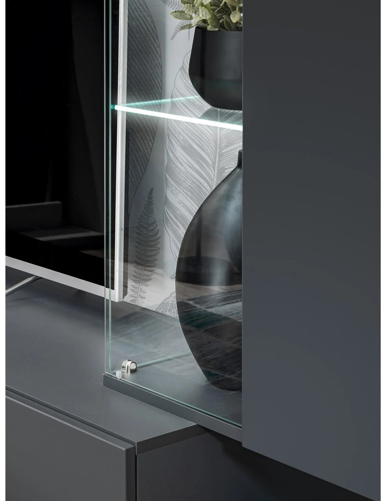 Mobilier living Siluett (antracit + stejar wotan) (cu iluminat LED). 1097583