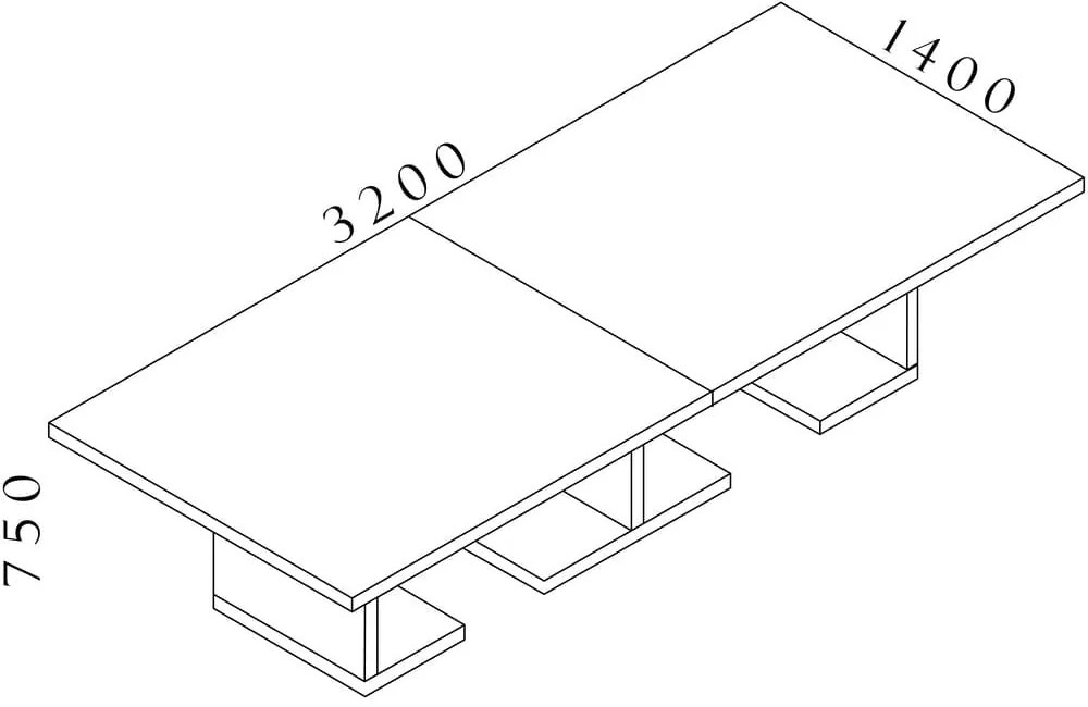 Masa de intalnire Lineart 320 x 140 cm, ulm deschis
