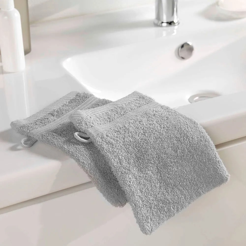 Prosopel de spălat pe corp gri deschis din bumbac 15x21 cm Tendresse – douceur d'intérieur