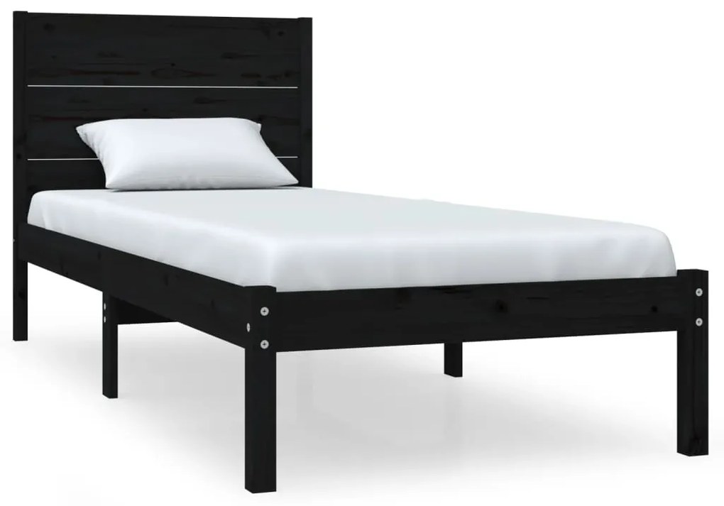 3104122 vidaXL Cadru de pat single, negru, 90x190 cm, lemn masiv